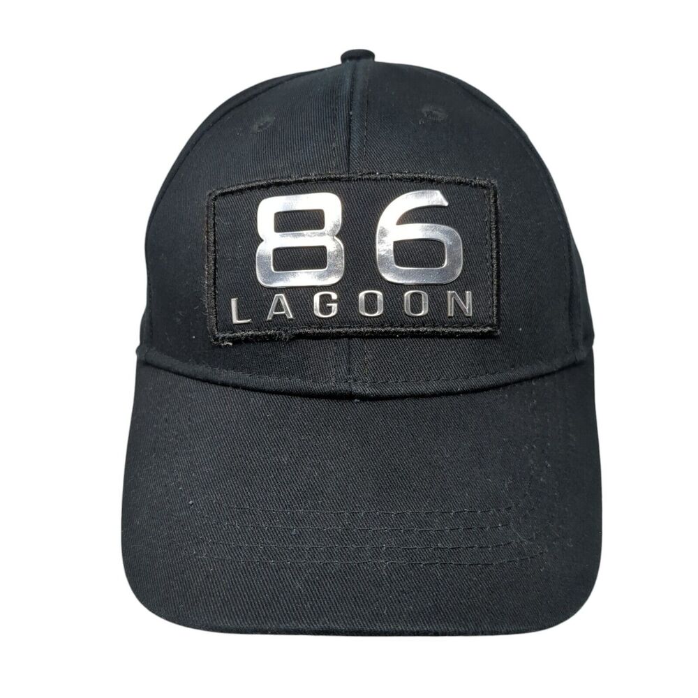 86 Lagoon Strapback Hat Black One Size Adjustable Solid Lucky 7 USA